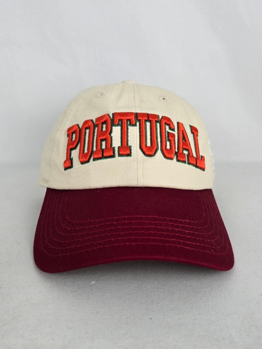 FIFA World Cup 2026 Portugal Embroidered Baseball Cap – Cream & Burgundy